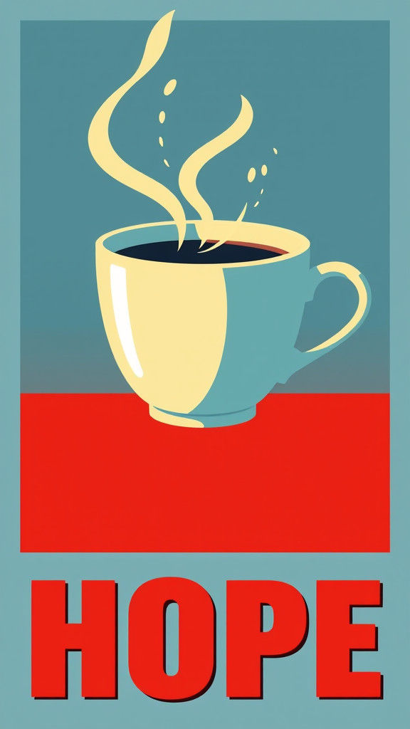 Coffee Cup Pop Art Poster in Bold Colors