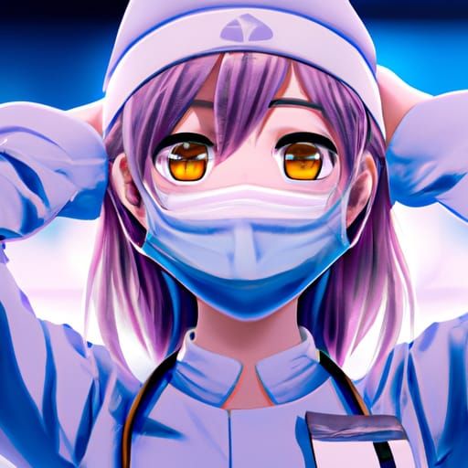 Cute Surgical Nurse Illustration in Studio Ghibli Style