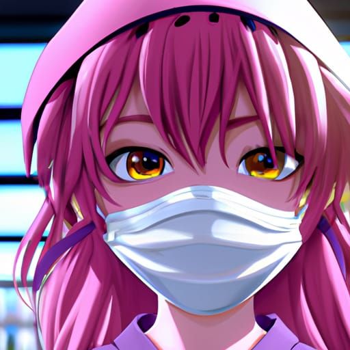 Cute Surgical Nurse in Anime Key Visual Style