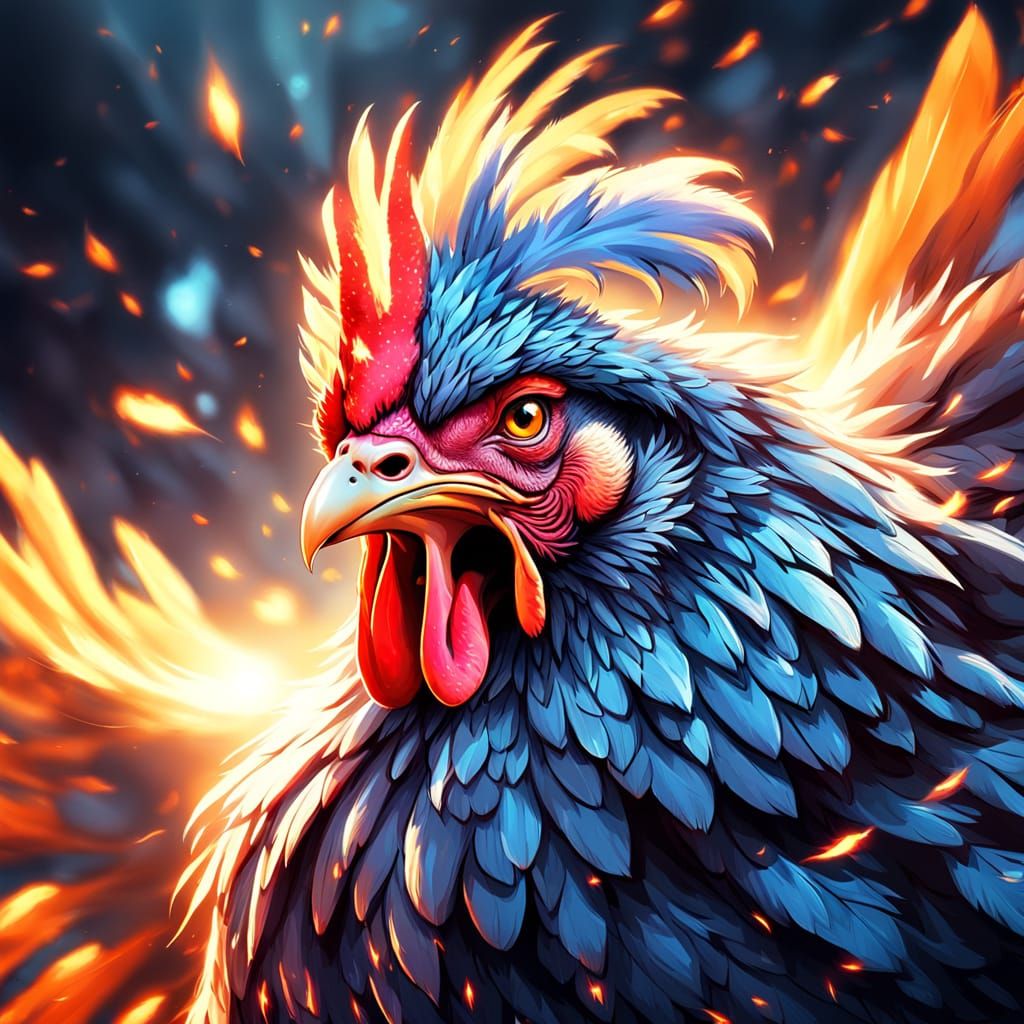 Rage Mode Chicken: Hyperrealistic Digital Art