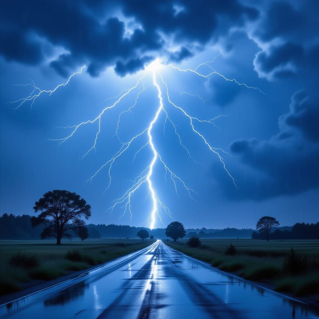 Dramatic Thunderstorm with Lightning Strikes