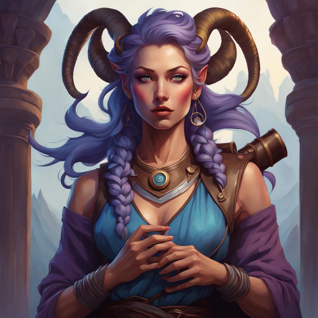 Female Satyr Portrait Playing Pan Flute