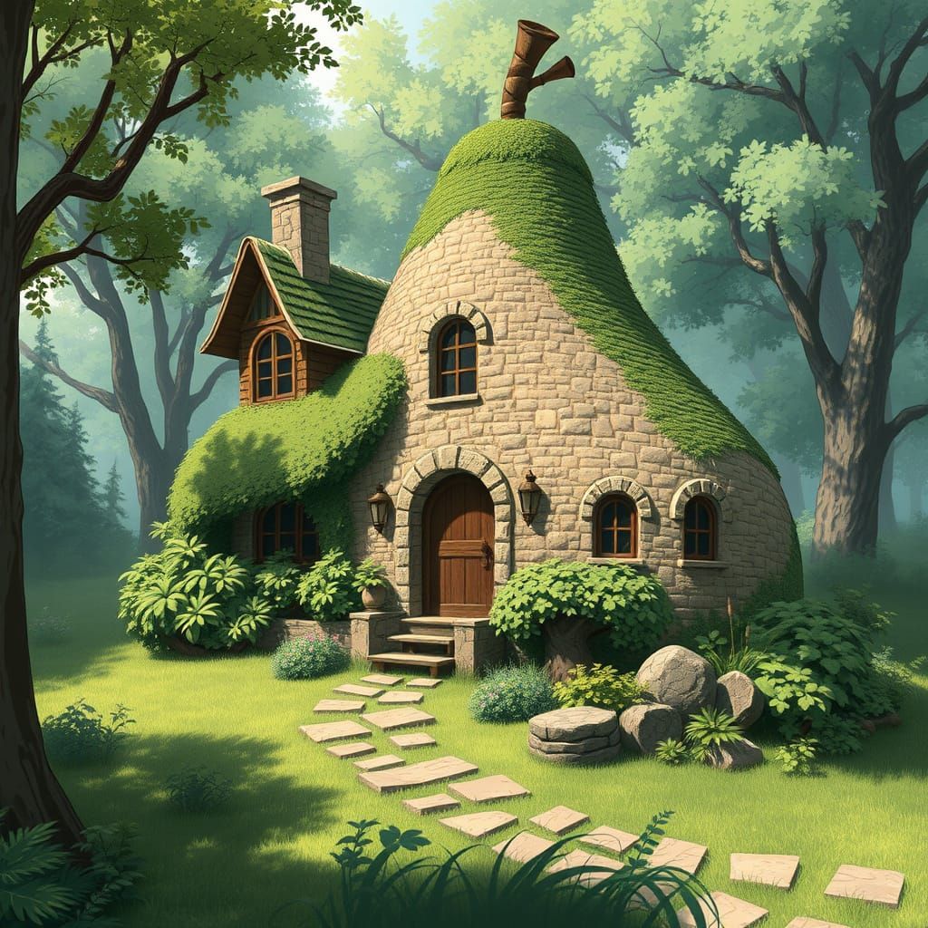 Pear House Surrounded by Lush Greenery