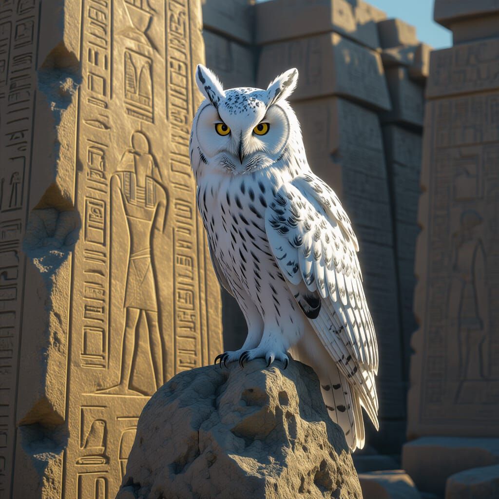 White Owl on Ancient Egyptian Obelisk