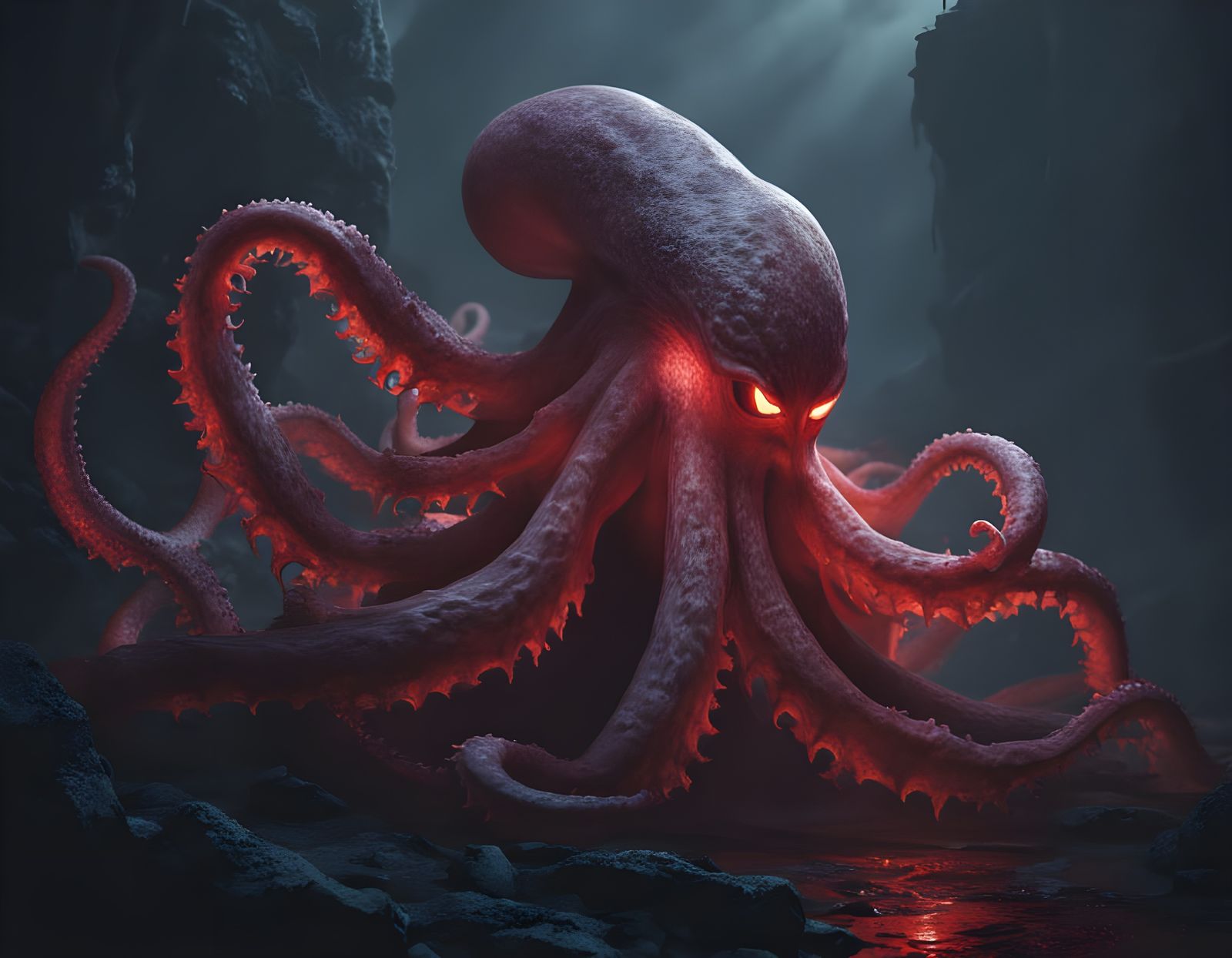 Ominous Tentacled Creature from a Post-Apocalyptic Forest