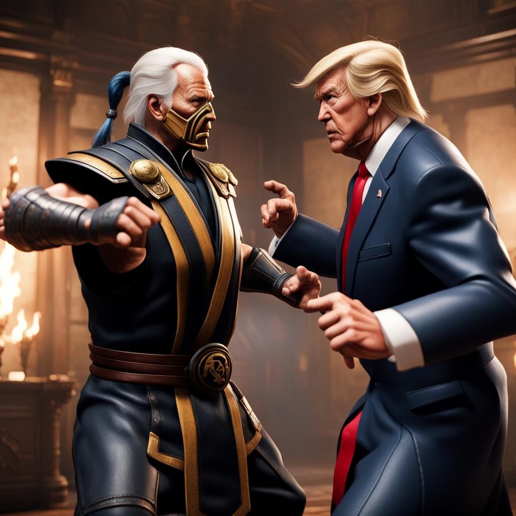 Hyperrealistic Trump vs Biden Mortal Kombat Scene