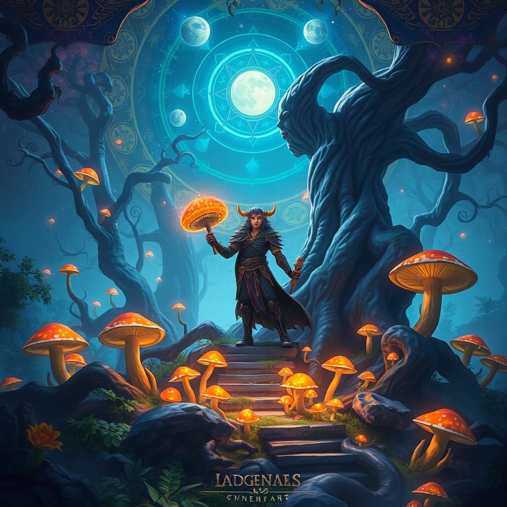 Ethereal Fantasy Champion in Vibrant Forest