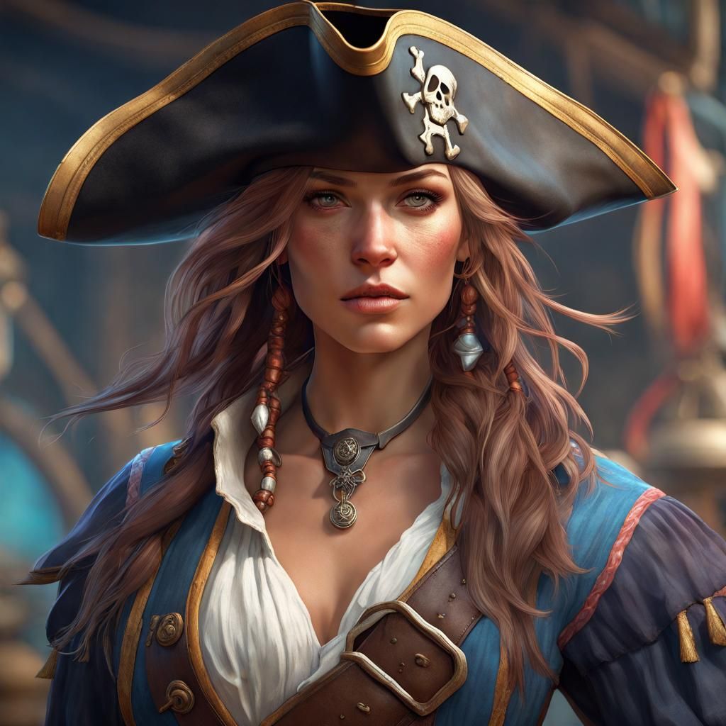 Beautiful Pirate Portrait in Artstation Style