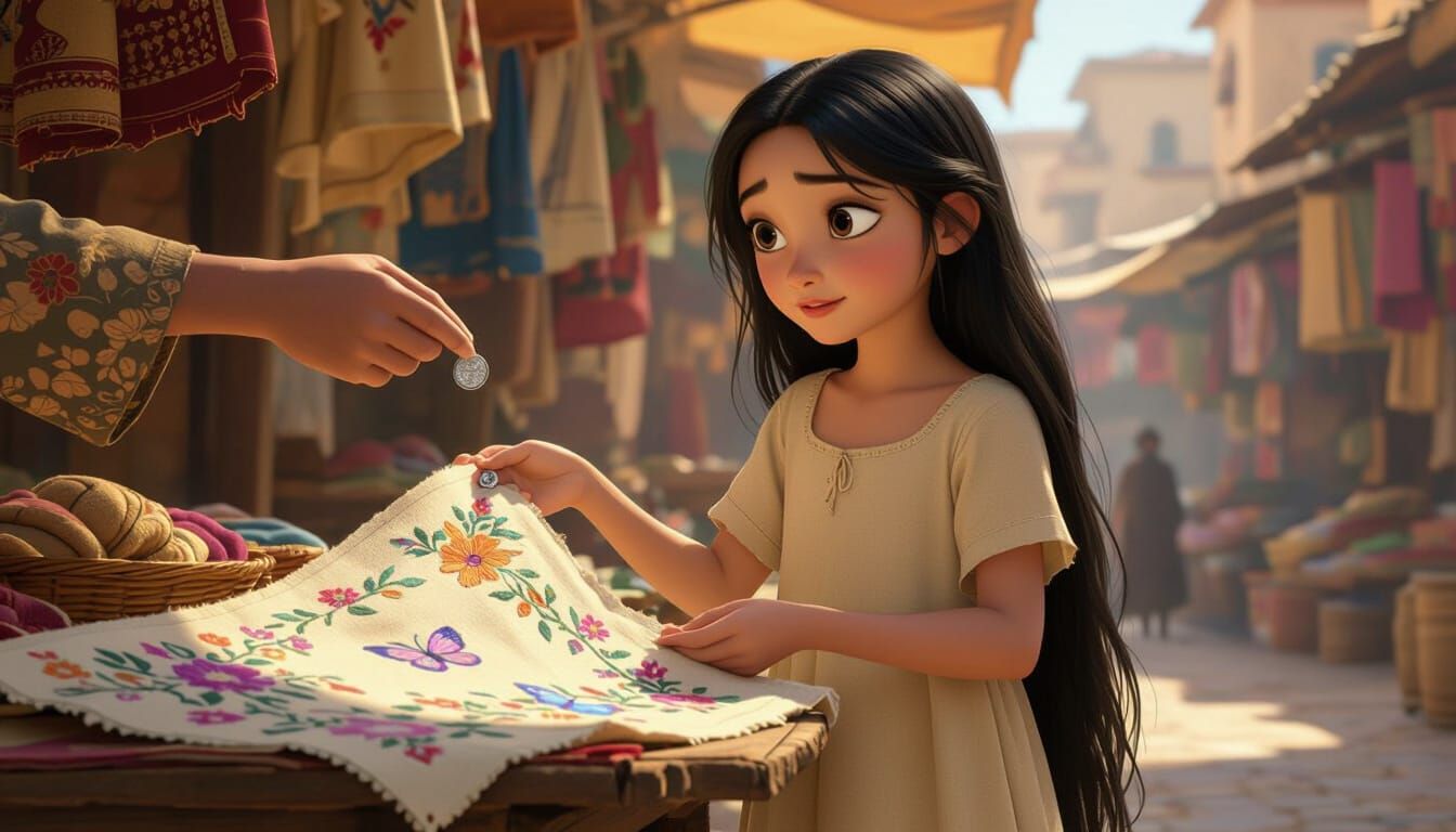 Orphan Girl's Market Trade: Disney Pixar Style