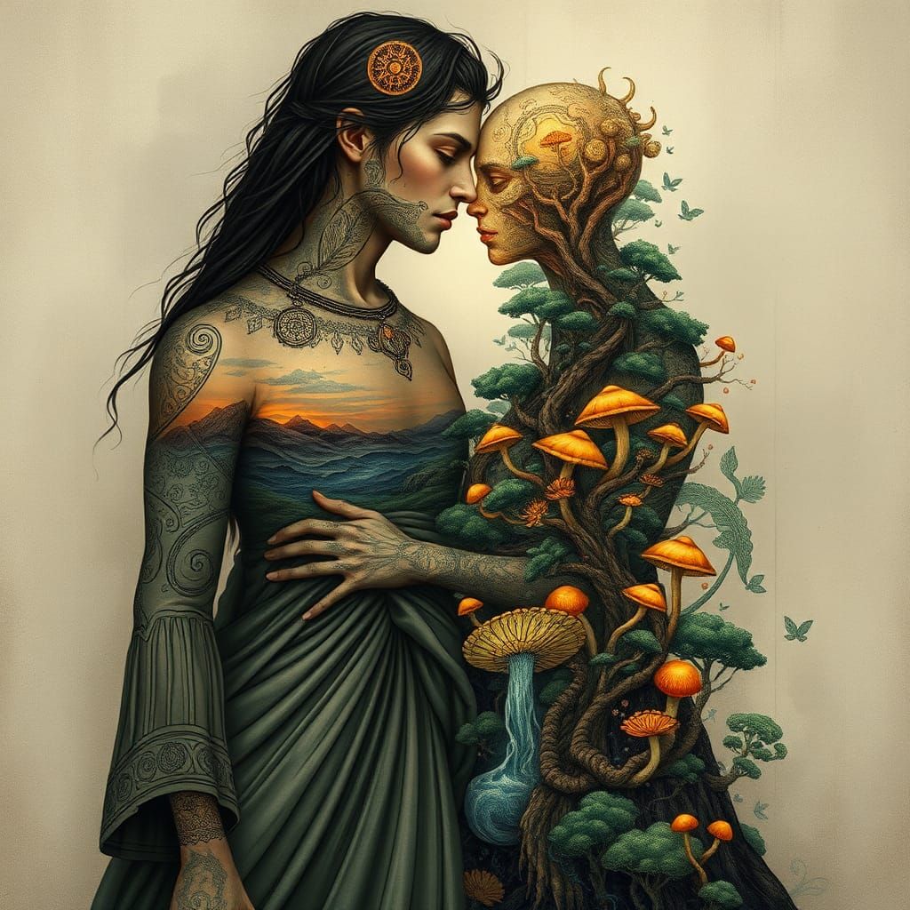 Ethereal Figures in Dreamlike Mindscape Concept Art