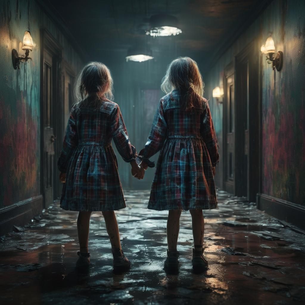 Haunted Hotel: Twin Girls in a Hyperrealistic Style