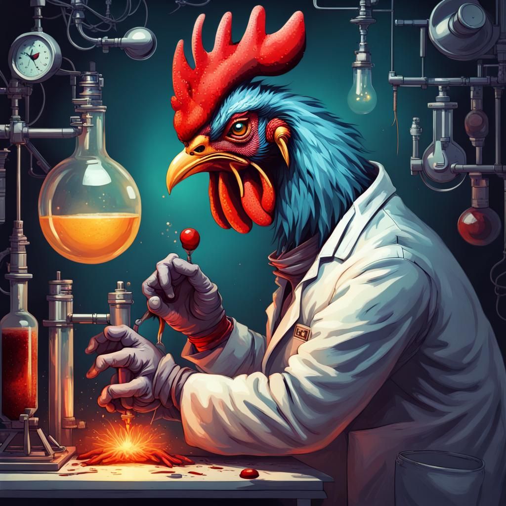 Mad Scientist Creates Rooster Monster in Sci-Fi