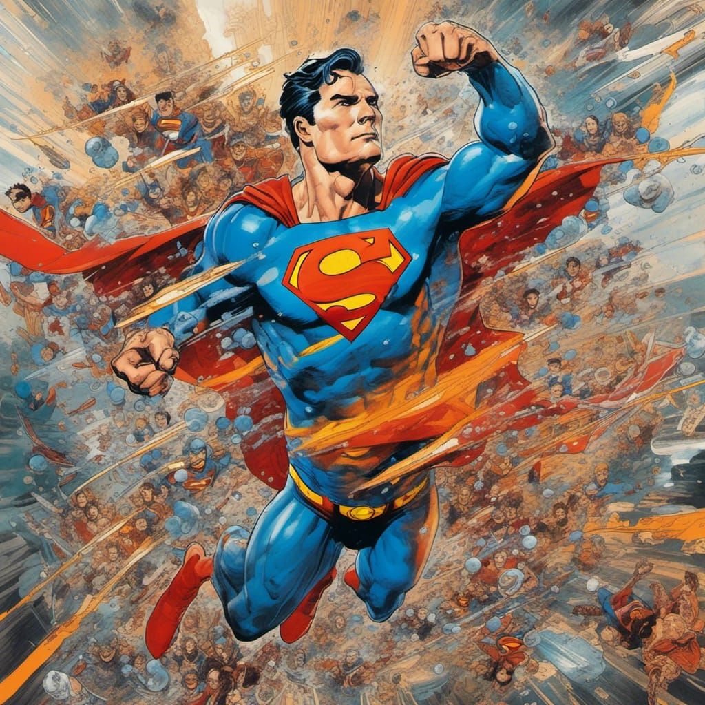 Superman and Lois Lane Honeymoon in Gouache Style