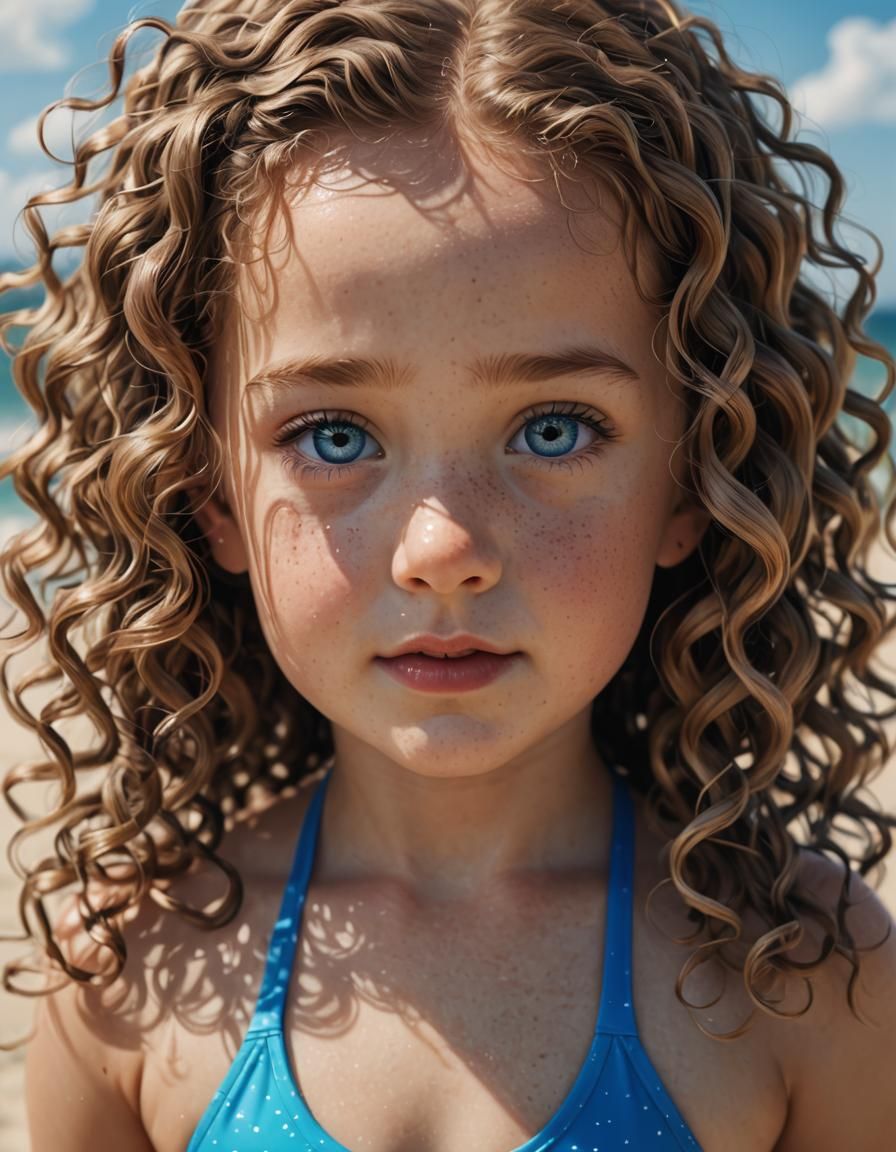 Adorable Little Girl in Swimsuit: Photorealistic 4K