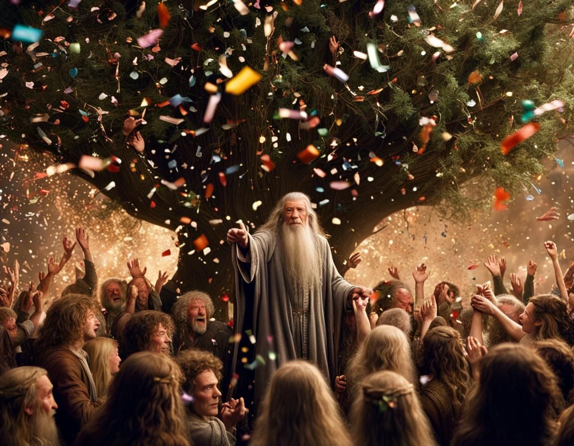 Gandalf Celebrates at the Party Tree