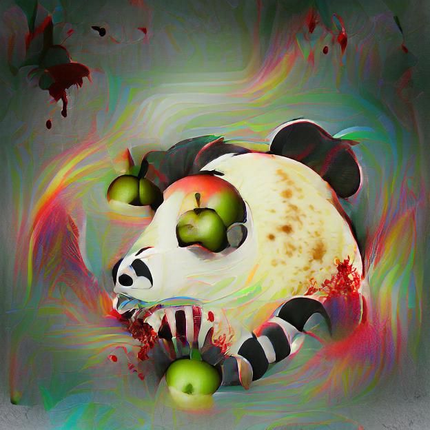 Surreal Apple Panda Dreamscape