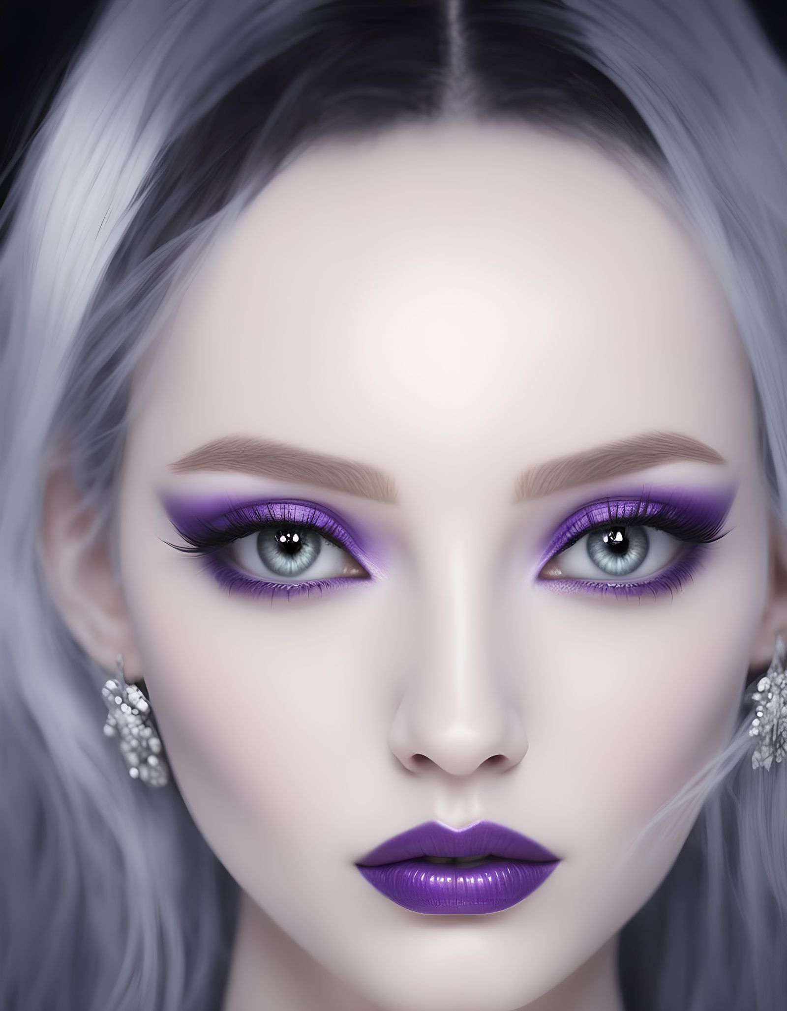 Ethereal young lady with long Silver with and sliver eyes wi...