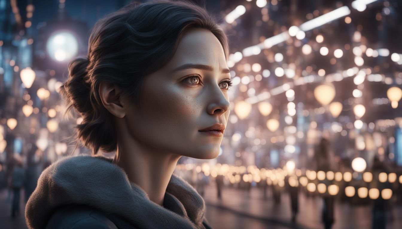 Woman with Futuristic Enhancements on Alien World