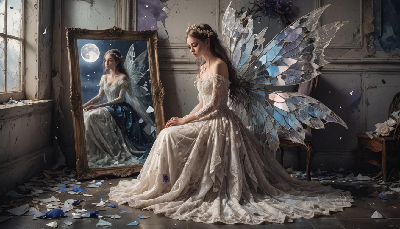 Gothic Fairy Bride in Shattered Mirror