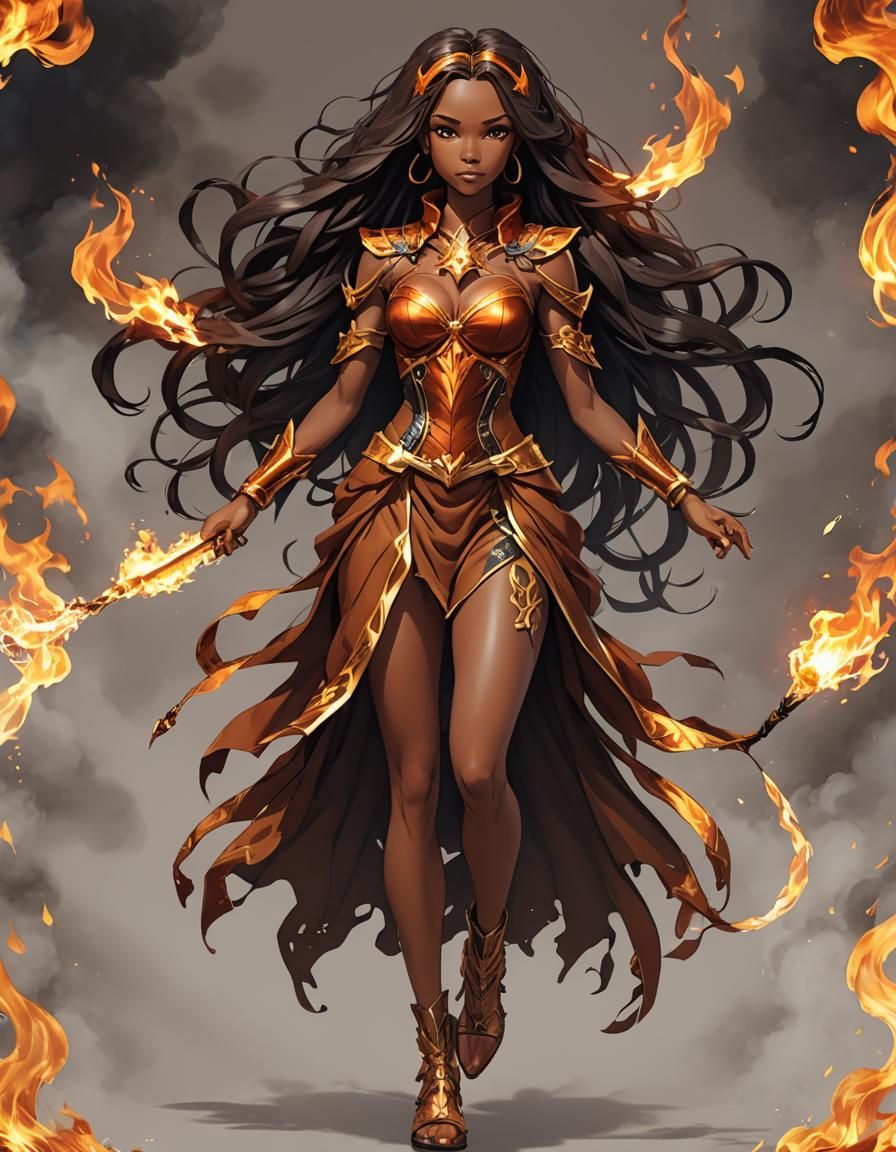 Fire Fairy Portrait in Anime Style