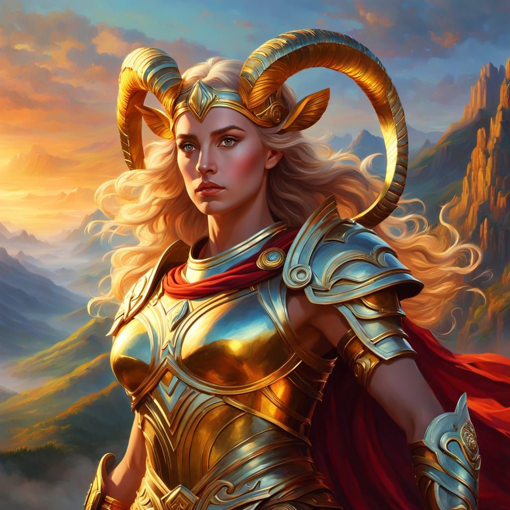 Aries Goddess in Mountainous Landscape