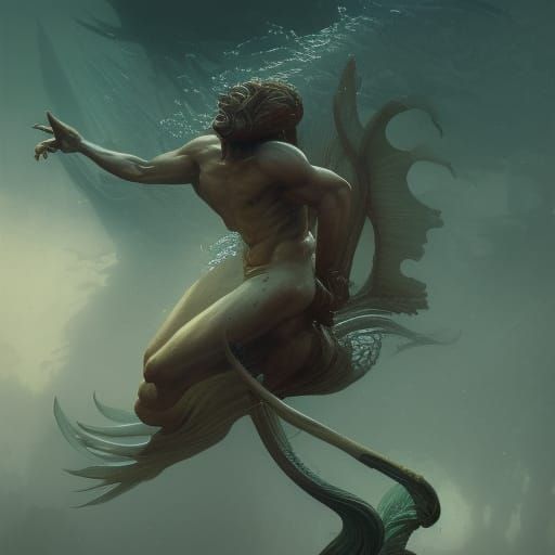 Grotesque Merman in Dark Fantasy Style