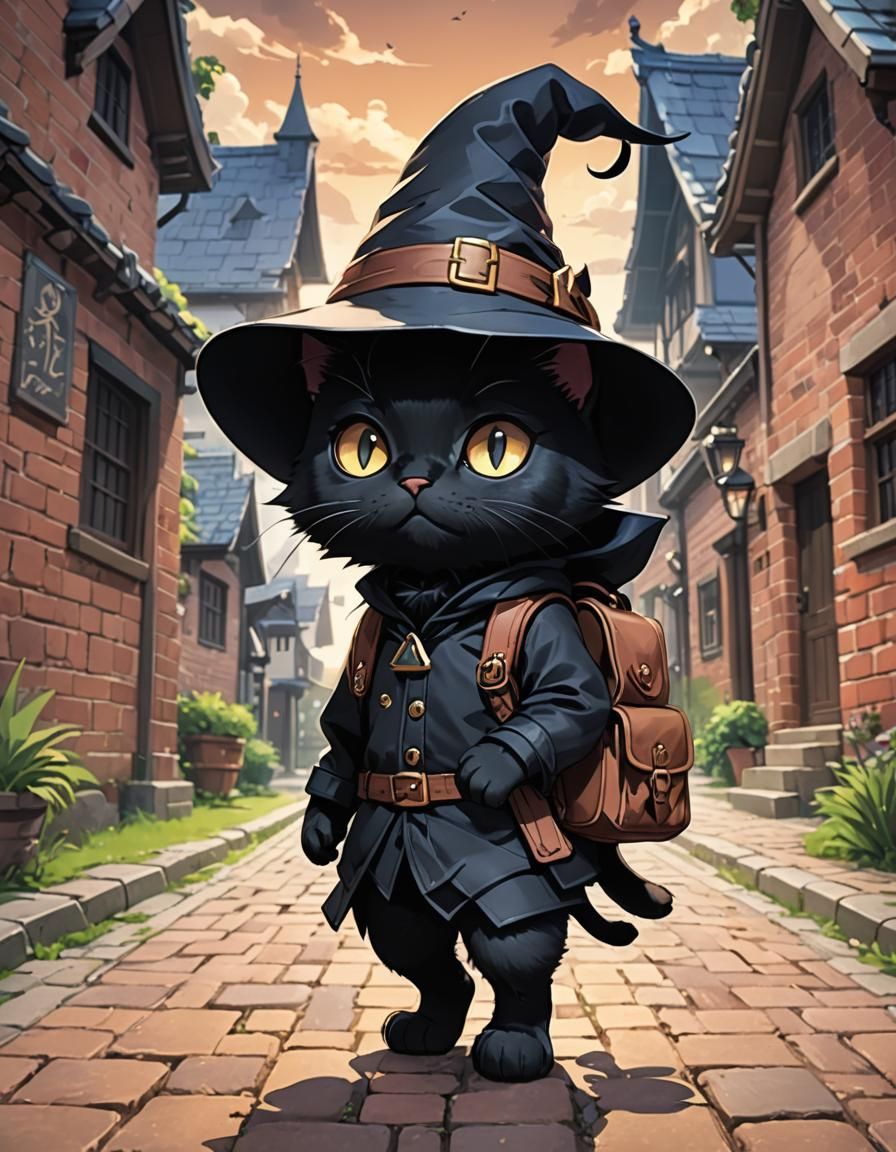 Chibi Cat Mage on Way to School