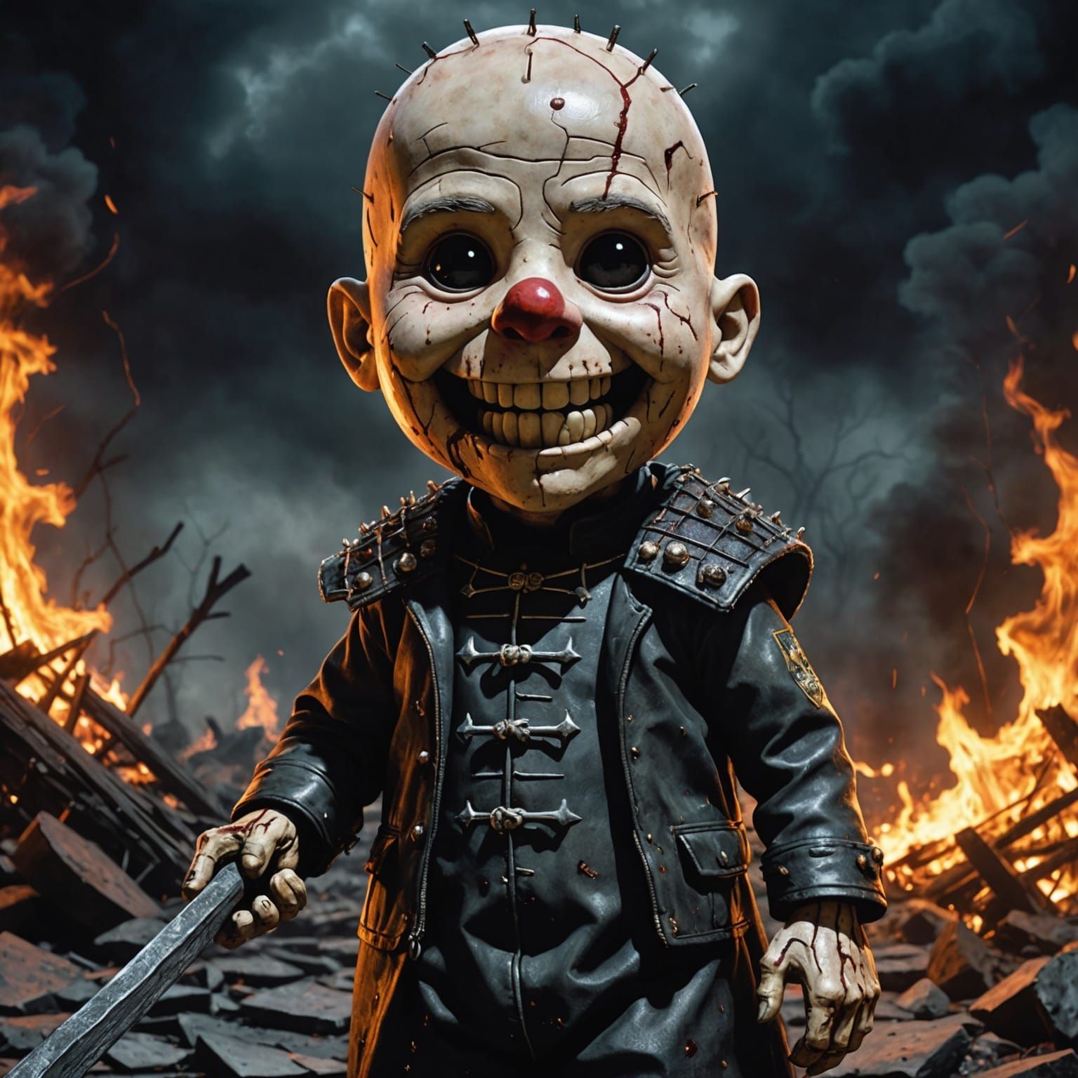 A Hyperrealistic Pinhead from the Hellraiser movie as Charli...