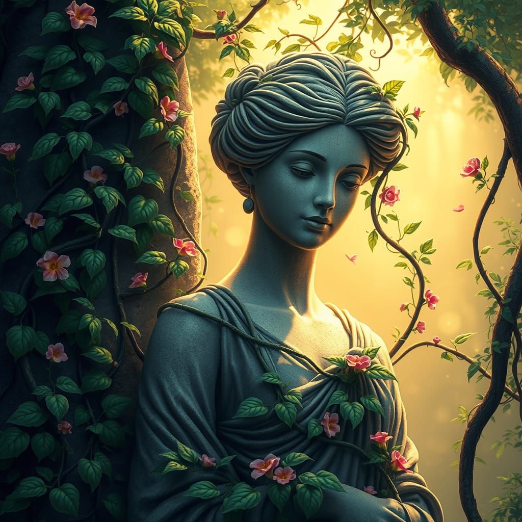 Nature's Serene Reclamations in Vibrant Anime Style