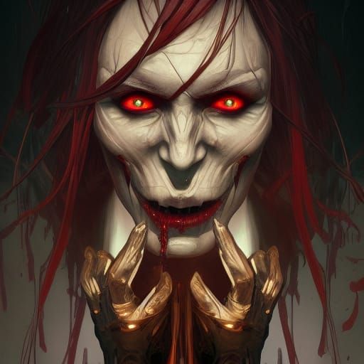 Vampire Portrait in Coffin, Detailed Digital Art