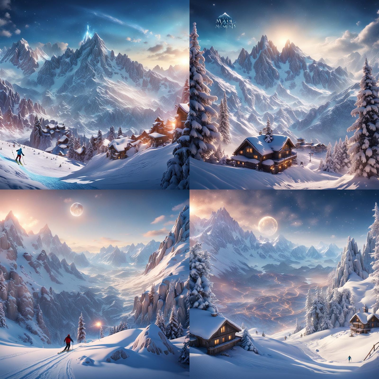 Magical Winter Skiing on Snow Mountains