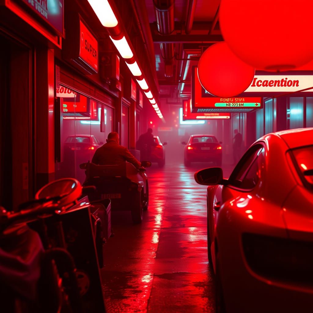 Hyperrealistic Fire Engine Red Landscape in High Definition