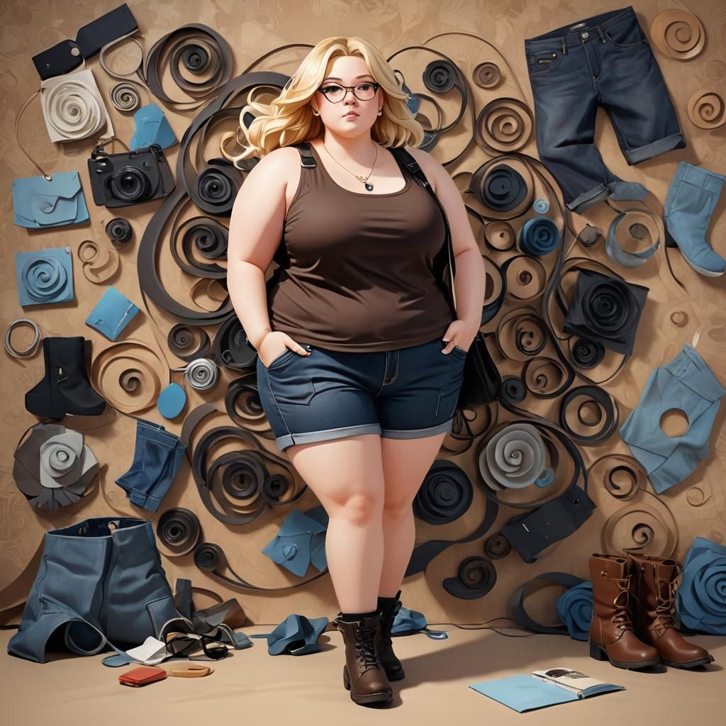 Beautiful Plus-Size Woman in 3D Anime Style