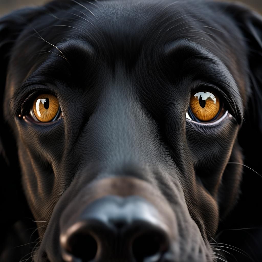Striking Portrait of Black Dog with Bokeh