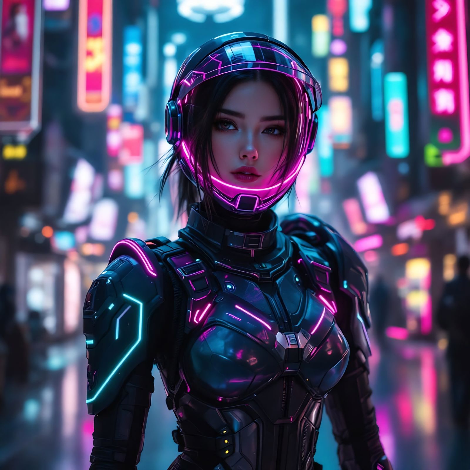 Hyper-Punk Girl Scout in Neon Space Hub