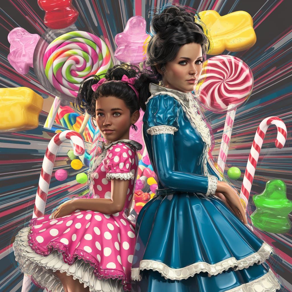 Candy Art Illustration of Girl and Woman