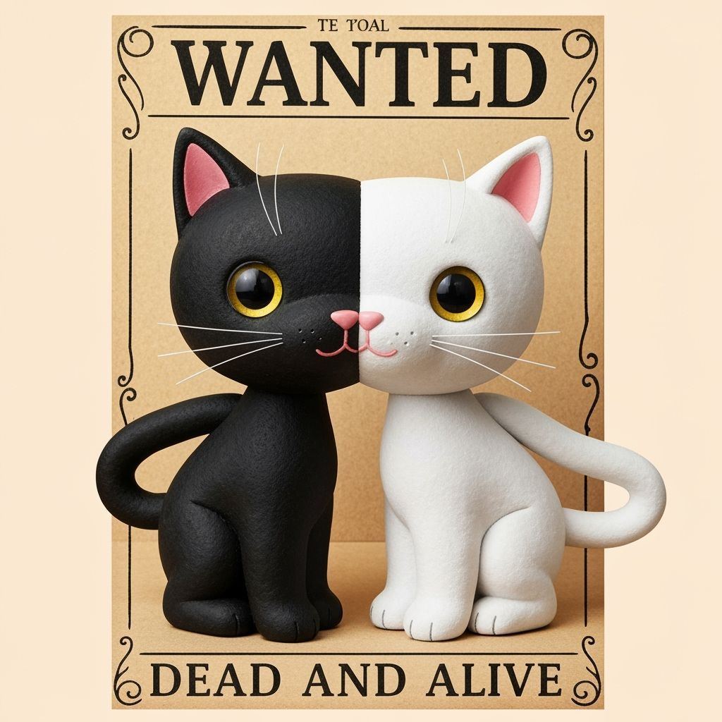 Schrodinger's Cat Wanted Poster: Black and White