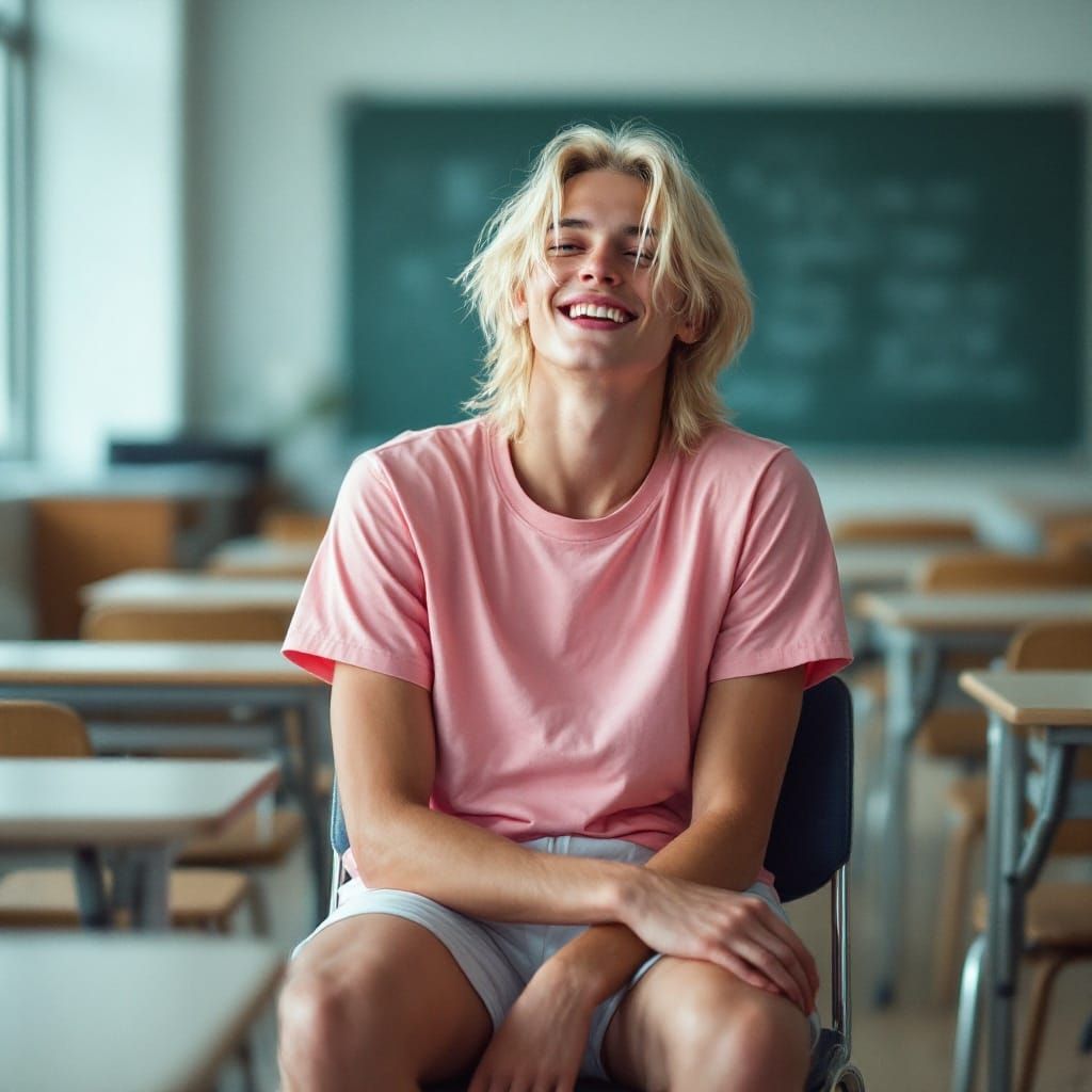 Androgynous Youth in Vibrant Pink