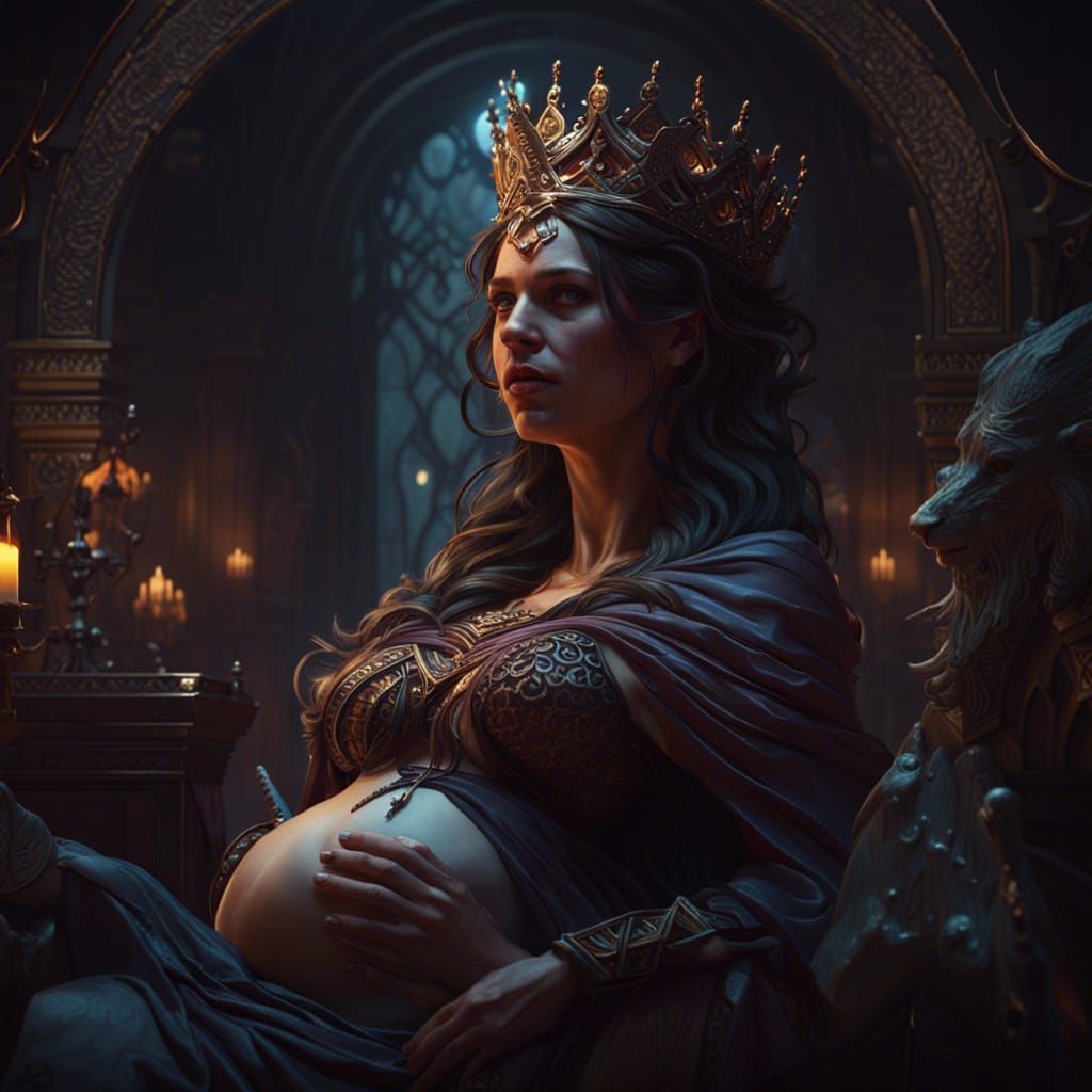 Pregnant Queen Dark Fantasy Concept Art