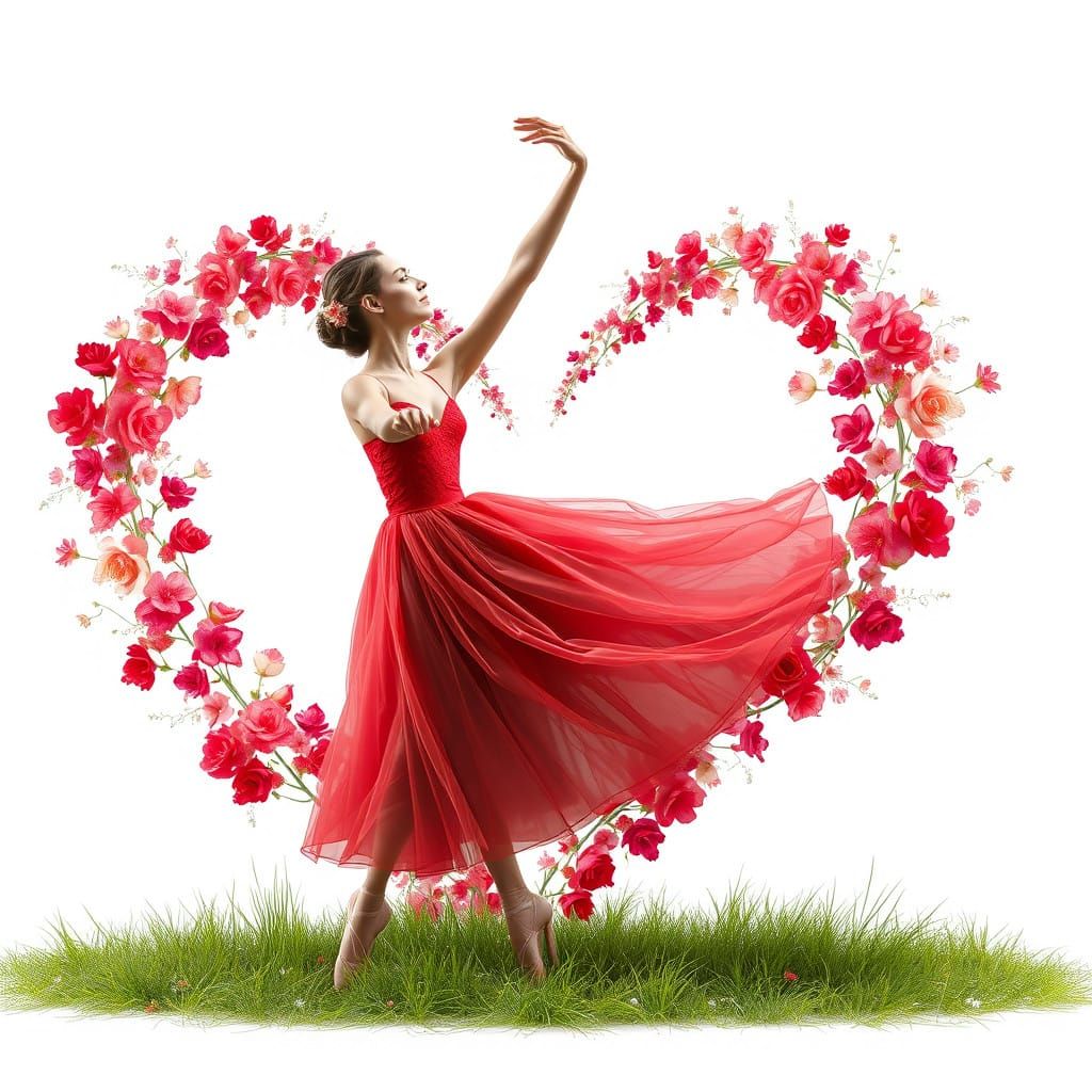 Serenely Elevated Ballerina in Vibrant Floral Field