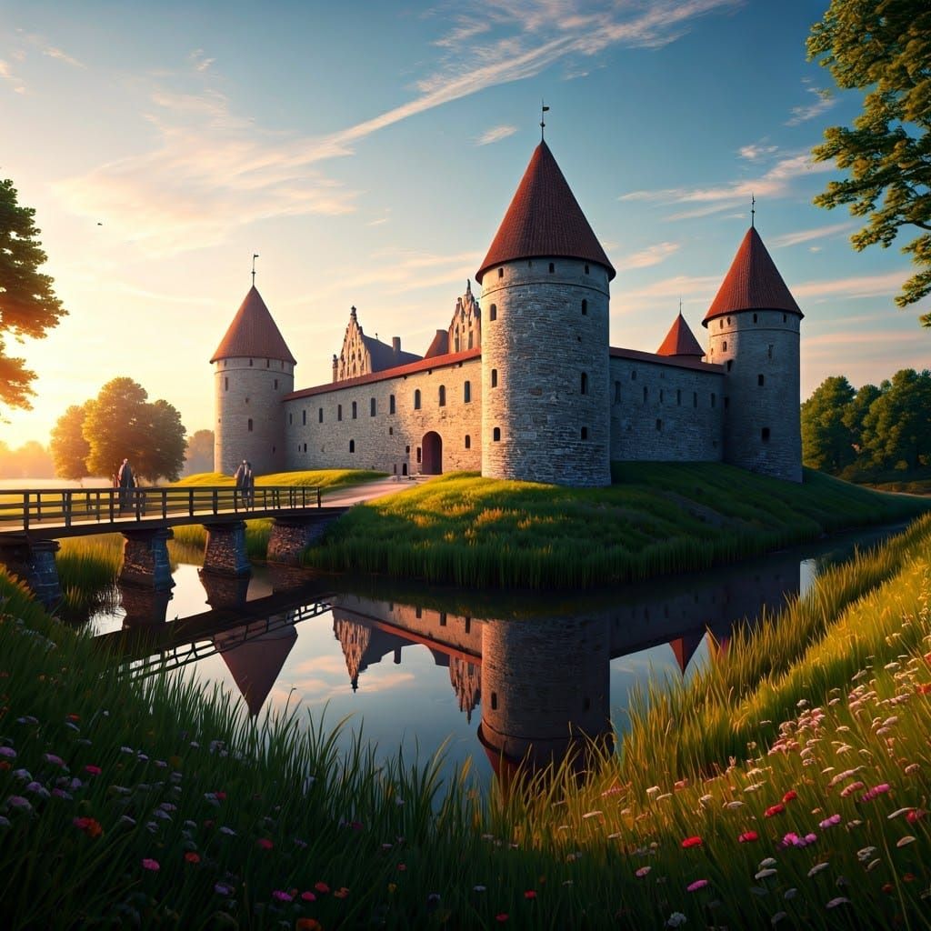 Majestic Kuressaare Castle in Serene Estonian Landscape