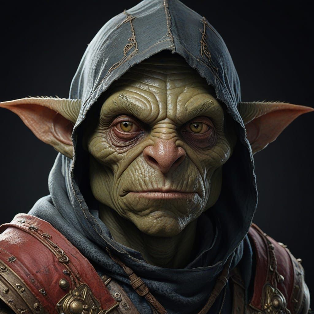 Renaissance-Inspired Goblin Portrait in Triadic Colors