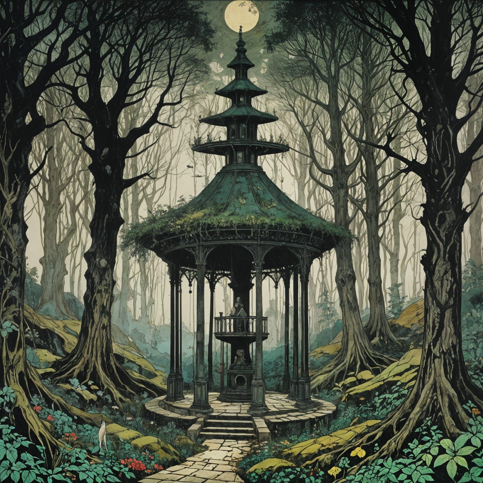 Magical Forest: Old Well in Harry Clarke Style