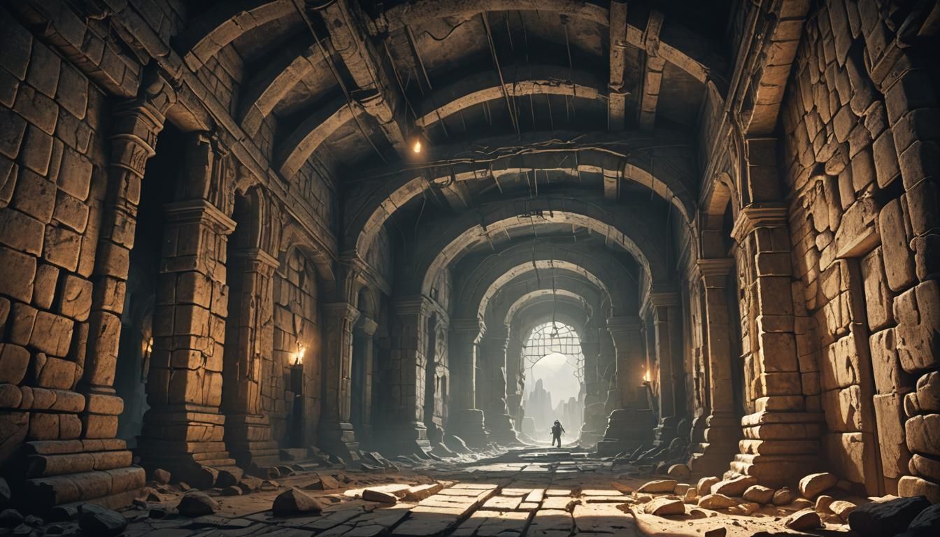 Eerie Sci-Fi Dungeon with Apocalyptic Views