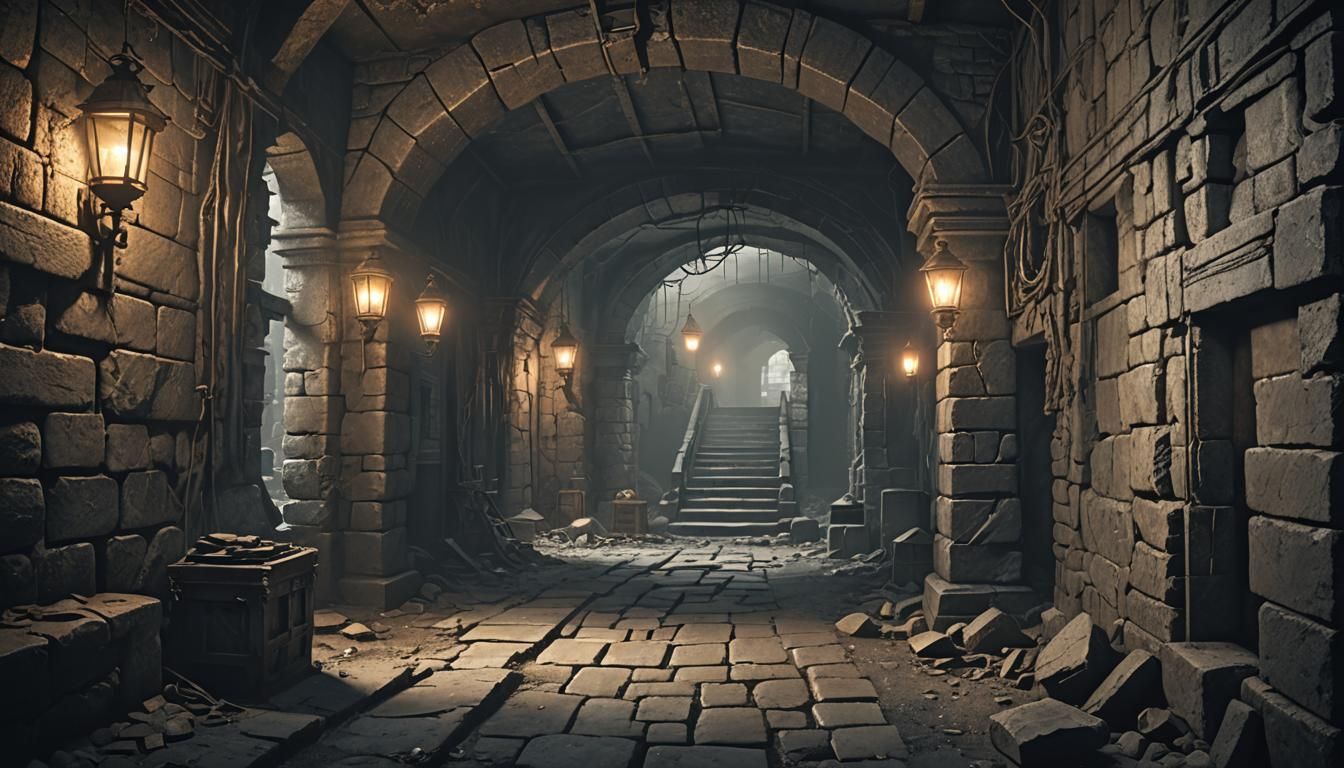 Post-Apocalyptic Dungeon Corridors in Digital Art