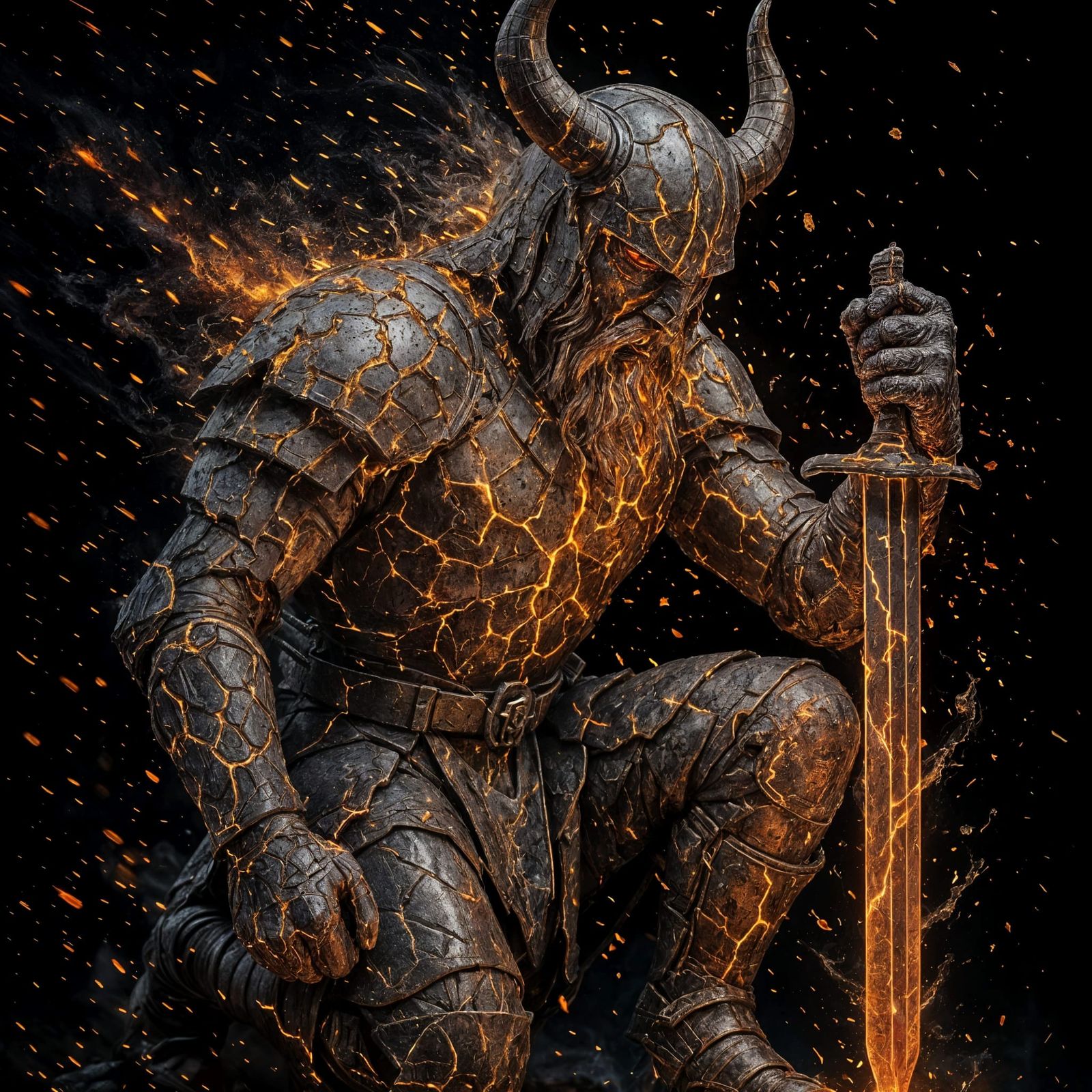 Viking Fire God Disintegrating: A Digital Masterpiece