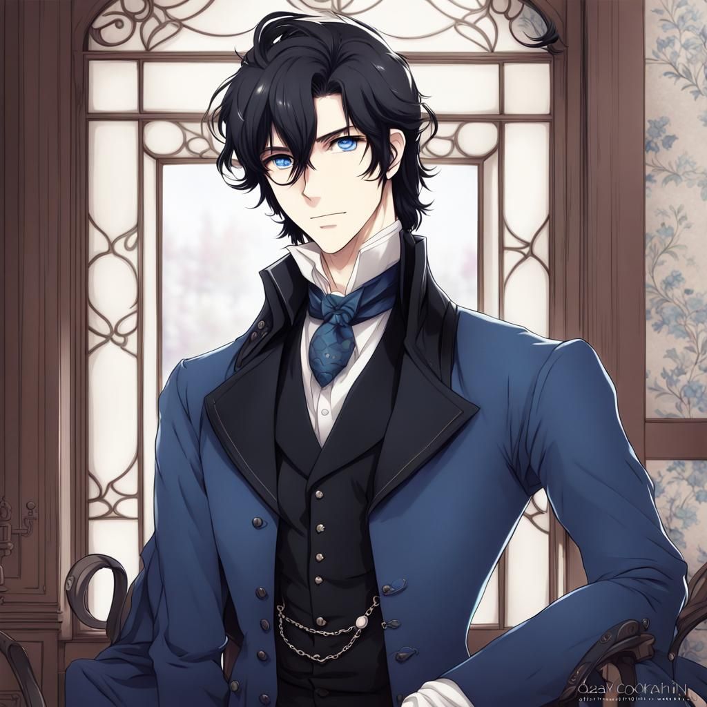 Victorian Man Portrait in Anime Style