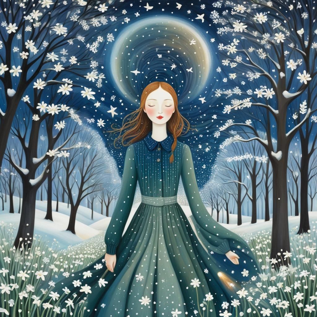 Galactic Winter Dreamscape with Ethereal Aura