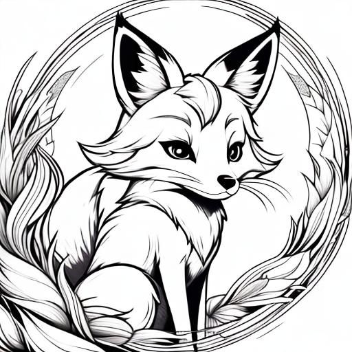 Adorable Fox Coloring Page Line Art