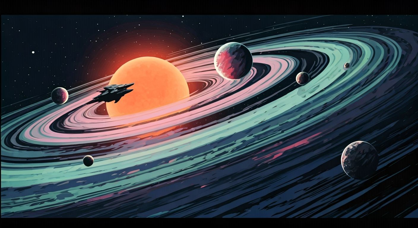 Spectacular Solar System in Gritty Graphic Novel Style